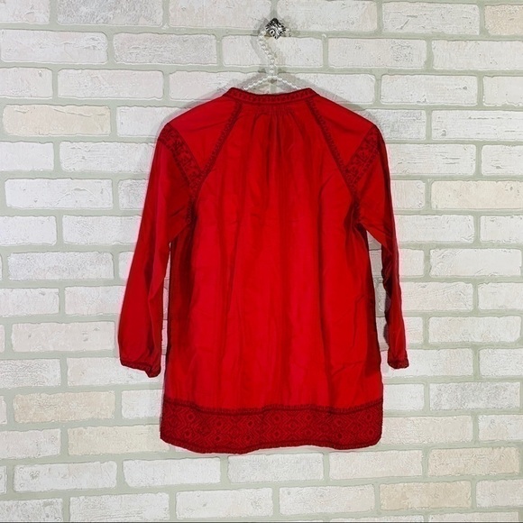 Madewell Red Embroidered Camelia Tassel Top - Picture 8 of 9